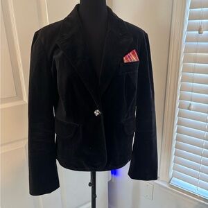 Tommy Hilfiger Black Velvet Blazer with Red Pocket Square